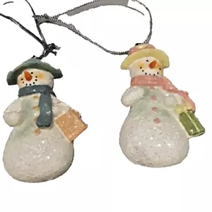 Set of 2 Christmas Snowman Ornaments NEW - Picture 1 of 3