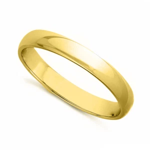 Genuine Solid 14k Yellow Gold 3mm Standard-fit Polished Wedding Band Size 4 - 12 - Picture 1 of 6