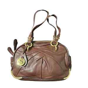 Grand sac à bandoulière B Makowsky cuir marron quincaillerie or neuf avec étiquette 386