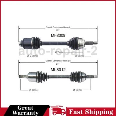 Eje CV delantero izquierdo derecho para Mitsubishi Eclipse TrakMotive 1990~1994 Foto 1 de 3