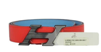Auténtico Cinturón de Velocidad Hermes Rouge de Coeur/Azul De Nord Epsom 32mm H talla 105 Foto 1 de 4