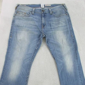 True Religion Jeans Mens W40 L34 Light Blue Straight Denim Bobby - Picture 1 of 8