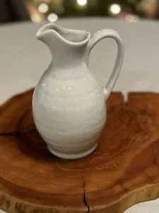 Vintage French White Glazed Pottery Pitcher Pinch Spout Digoin-like Texture 6” - Picture 1 of 15