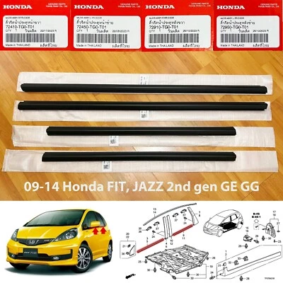 Cinturón de puerta genuino resistente a la intemperie sello de goma 09-14 Honda Fit Jazz 2da generación GE GG Foto 1 de 4