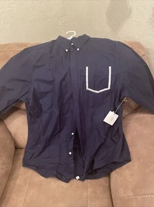 Five Four Nick Wooster Shirt Mens 3x Medium Navy Button Down Long Sleeve NWT - Picture 1 of 1