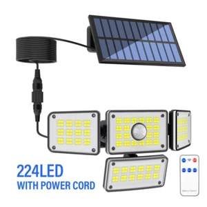 990000LM Outdoor Solar Wall Light LED 4Head Motion Sensor Remote Lamp Waterproof - Picture 1 of 23