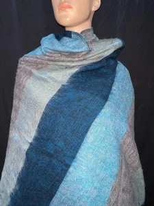 Sw265 Womens oversized Yak Wool Blend Throw reversible soft blanket shawl Nepal - Picture 1 of 11