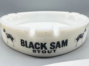 VINTAGE BLACK SAM STOUT CERAMIC ASHTRAY WITH DOG GRAPHICS PUB BARWARE - Foto 1 di 8