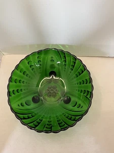 Vintage ANCHOR HOCKING Burple Green Bubble Footed Serving Bowl 8 1/2 In - Picture 1 of 9