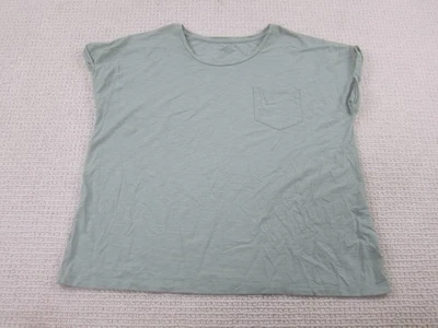 Camiseta Max Studio Favorite para Mujer XL Verde Mangas Enrolladas Cuello Redondo Bolsillo Top Foto 1 de 4