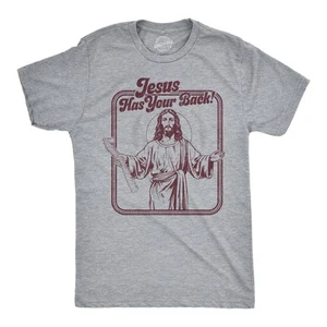 Camisetas divertidas para hombre Jesús tiene tu espalda sarcástica broma religiosa gráfica novedad - Imagen 1 de 7