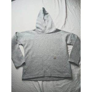 Carhartt Waffle Knit Gray Hoodie Sweatshirt Double Pocket Girls Size Medium (10) - Picture 1 of 5