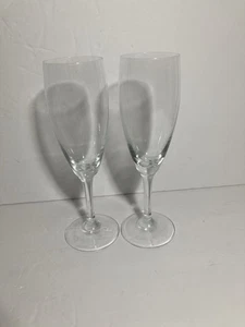 Crystal Champagne Flutes 7.75" Tall Glasses Clear 8oz Set of 2 - Picture 1 of 6