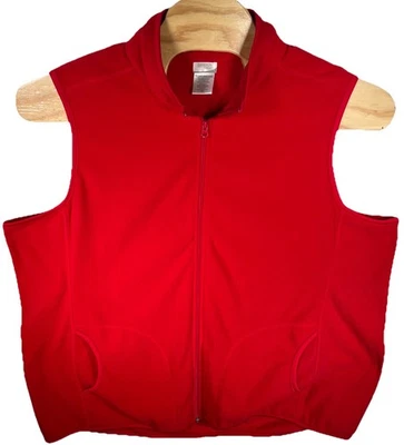 Chaleco polar para mujer Danskin Now rojo cremallera completa talla 3X bolsillos cómodo exterior Foto 1 de 4
