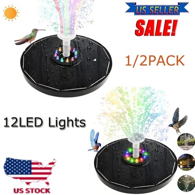 1/2X Fuente Alimentada Solar Bomba de Agua 12LED Noche Flotante Jardín Pájaro Baño Kit Foto 1 de 4