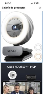 Cámara web GUSGU G910 2K Quad HD para PC, con micrófono y luz y cubierta de privacidad,... - Imagen 1 de 4