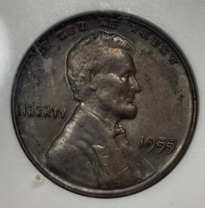 1955 DDO Lincoln Wheat Cent 1c ANACS AU Details Whizzed Doubled Die Obverse - Picture 1 of 4