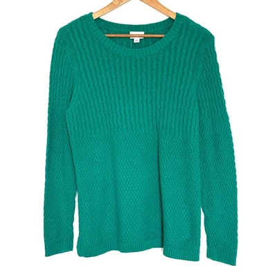 Suéter Kim Rogers Para Mujer XL Verde Algodón Texturizado Tejido Manga Larga Cuello Redondo Foto 1 de 4