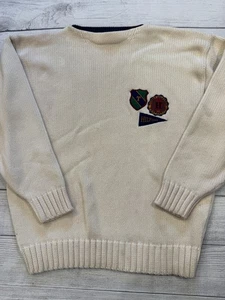 Tommy Hilfiger Pullover Herren Medium Creme Strick Wappen Patch Collegiate Crewneck - Bild 1 von 11