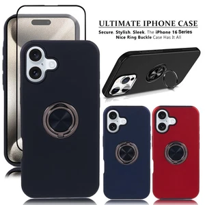 For Apple iPhone 16/16 Pro/16 Pro Max Case Ring Holder Screen Protector Cover - Picture 1 of 10