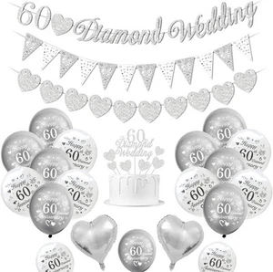 Diamond Wedding Decorations, 60th Wedding Anniversary Decorations 60 Diamond We - Picture 1 of 8