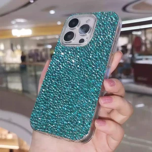 Bling Mixed Green Diamonds Phone Case for iPhone 17 16 15 14 13 12 11 X Pro Max - Picture 1 of 7