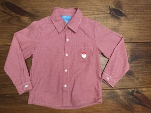 Red and White Gingham Santa Christmas Boy's Shirt by Anavini Smocked, Size: 6 - Picture 1 of 4