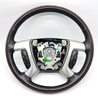 Cadillac Escalade Black Leather & Wood Steering Wheel 07-14 OEM - image 1 of 4