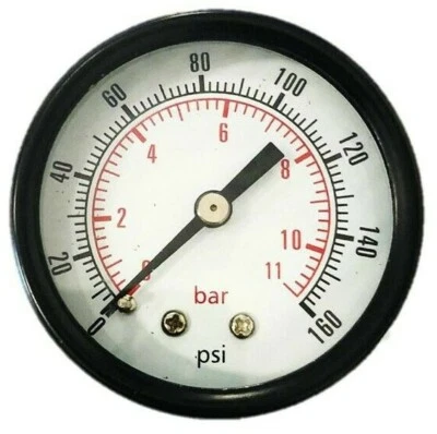 10 x 2" Back Mount Air Compressor Pressure Pneumatic Gauge 0-160 PSI 1/4" NPT - Image 1 of 3