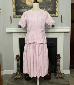 Abito vintage anni 50 60 rosa e bianco a righe taglia 6 - Foto 1 di 8