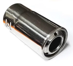 SCARICO TONDO SPORTIVO CODINO MARMITTA TERMINALE PER AUTO TUNING ACCIAIO CROMATO - Foto 1 di 1