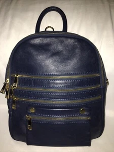 Laura Di Maggio Milan Navy Blue Soft Zip Luxus Leder Rucksack Gr. Medium  - Bild 1 von 21