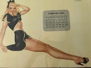 De colección Esquire Febrero 1947 10 1/4” X 14 1/2” Calendario Página Sexy Vargas Pin-Up Chica - Imagen 1 de 6