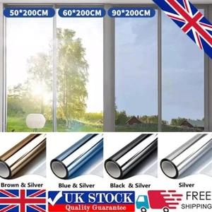 One Way Mirror Window Film UV Reflective Privacy Tint Foil Home Glass Sticker UK - Picture 1 of 12