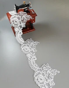  0,5/1M SPITZE Brautkleid Meterware (7€/M) Spitzenborte Tüllspitze Weiß B2259 - Bild 1 von 7