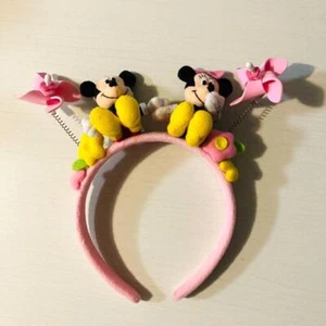 Tokyo Disney Resort Headband Mickey Minnie Windmill Pinwheel Flower Pink Rare - Picture 1 of 12