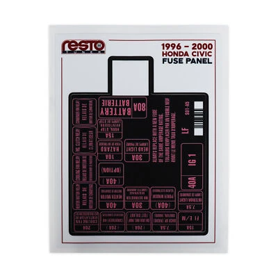 Etiqueta de fusible de motor de repuesto Honda Civic 1996-2000 Foto 1 de 2