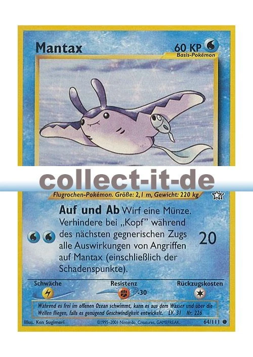 Pokemon Neo Genesis 64/111 - Mantax Deutsch - Bild 1 von 1