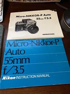 Nikon Micro-Nikkor-P Auto 55mm f/3.5 Instruction Manuals Set of 2 Very RARE - Picture 1 of 1