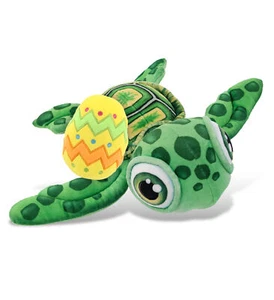 DolliBu Plush Buddies Green Sea Turtle with Yellow Easter Egg Plush - 10 Inches - Picture 1 of 5