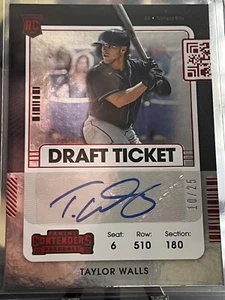 2021 Panini Contenders Taylor Walls Card No.200 Draft Ticket Auto #10/25 Tampa - Picture 1 of 6