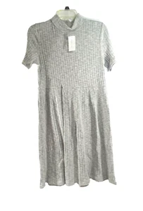 NEW Sugar Lips Grey Sweater Dress L, Size Turtleneck short sleeves - Picture 1 of 4