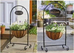 12" 14" Classic Deluxe Welcome Planter Hanging Basket With Coco Liner Garden - Picture 1 of 5