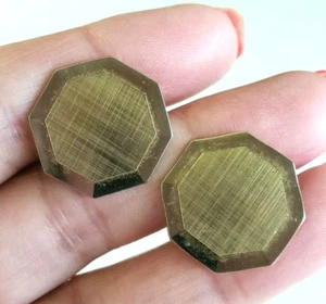 Vintage Hexagon Shaped Brushed Gold Tone Cufflinks Toggle Clasp - Picture 1 of 5