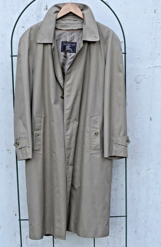 Cappotto trench uomo classico Burberry~ 44 lungo monopetto zip fodera lana