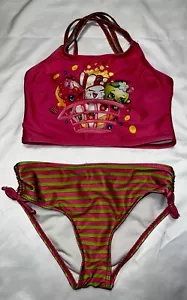 Shopkins Girls Size 6 Character Striped Tankini Bikini Swimsuit Girls Swimwear - Picture 1 of 6