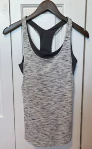 Lululemon On Track Tank tiger space dye black white / dark carbon 4 built in bra - Picture 1 of 4