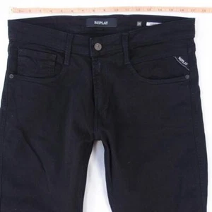 Mens Replay M914 ANBASS Stretch Slim Tapered Black Jeans W34 L34 - Picture 1 of 7