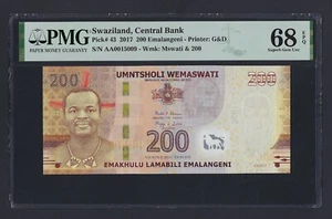 Swaziland 200 Emalangeni 2017 P43 Uncirculated Grade 68 - Picture 1 of 2