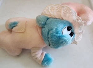 Applause Plush Baby Smurf Smurfs 1983 7" Crawling Pink Romper Rattle Vintage - Picture 1 of 4